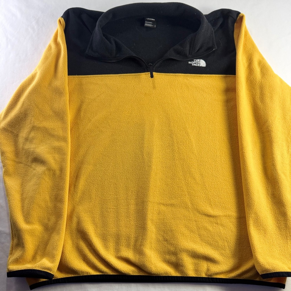The North Face Mens XL Yellow Black Quarter Zip Fleece Pullover Jacket